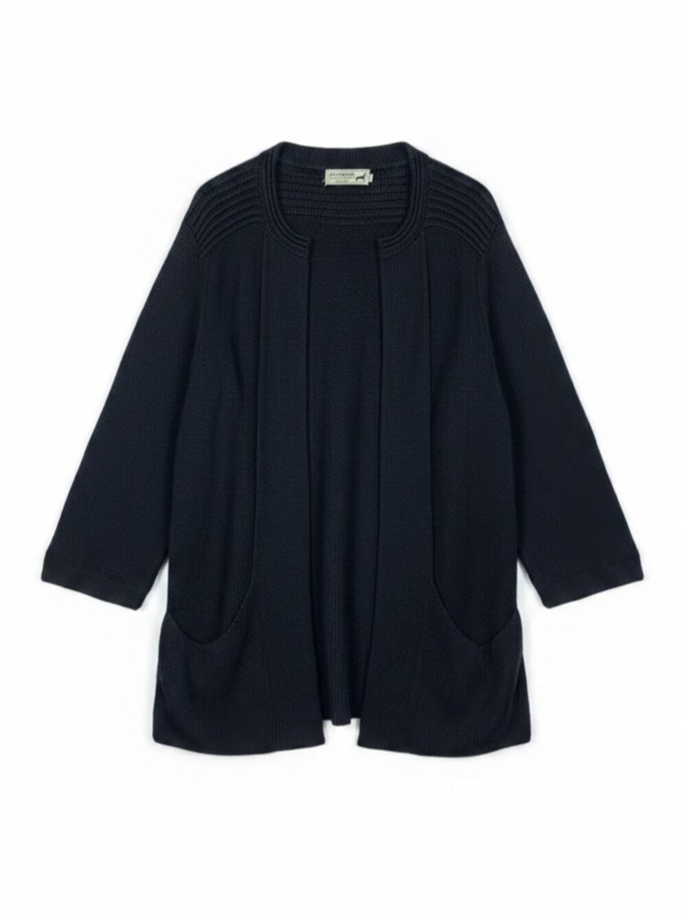 Peruvian Link Alpaca Open Cardigan Black Knit Lightweight Pockets Women’s XL